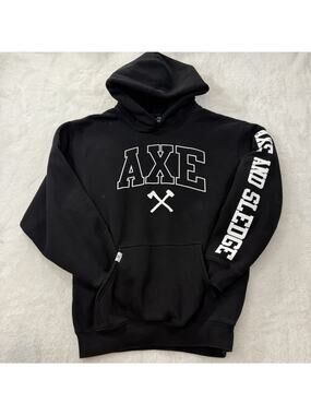 All American Roughneck AXE Hoodie Mens Medium Black USA Fleece Pullover Gym
